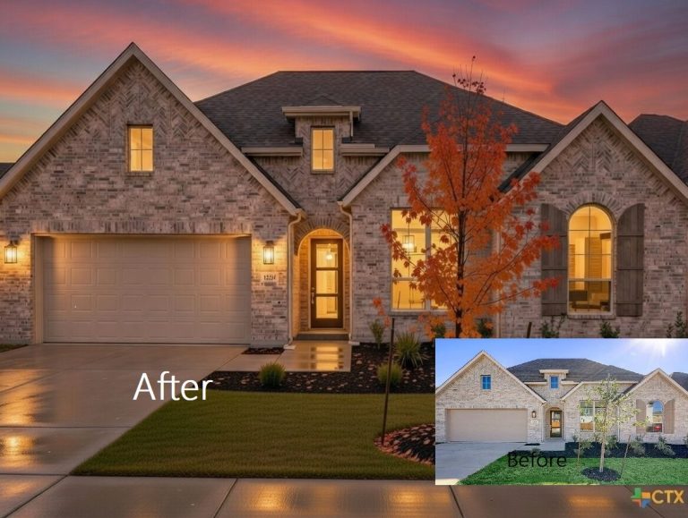Blue Sky & Golden Hour Replacements before and after real estate photo twilight conversion adding striking features